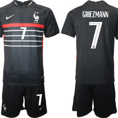 France #7 Girezmann Black 2022 FIFA World Cup Home Soccer Jersey Suit