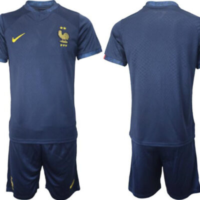 France Blank Navy Home Soccer Jersey Suit