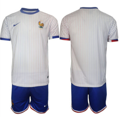 France Blank White 2024-25 Away Soccer Jersey Suit