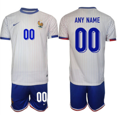 France Custom White 2024-25 Away Soccer Jersey Suit