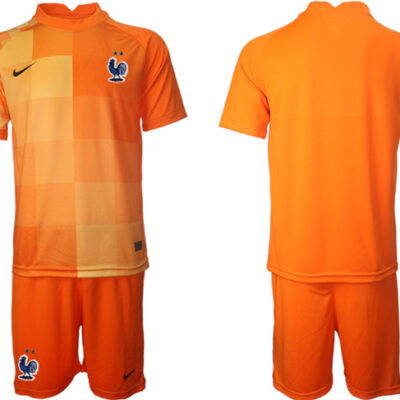 France Goalkeeper Orange 2022 FIFA World Cup Home Soccer Jersey Suit