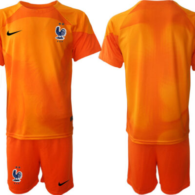 France Goalkeeper Orange 2022 FIFA World Cup Home Soccer Jersey Suit