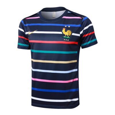 Alternative view of France Team 2024 2025 Blue Patterned Soccer Jersey Shorts Set