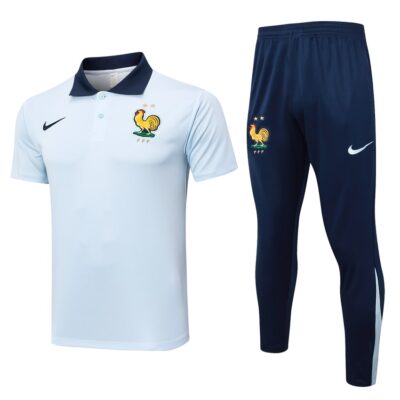 French Polo + Pants Team 2024 2025 White Training Tracksuit