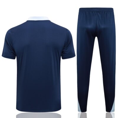 French Polo + Pants Team Training Tracksuit 2024 2025 Blue - Image 4