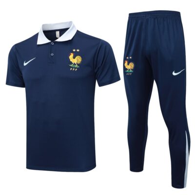 French Polo + Pants Team Training Tracksuit 2024 2025 Blue