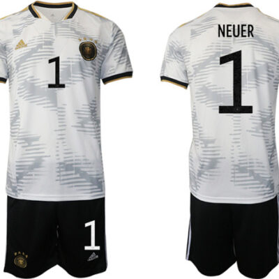 Germany #1 Neuer White Home Soccer Jersey Suit