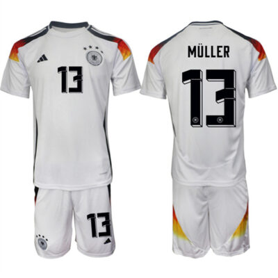 Germany #13 Thomas Muller White 2024-25 Home Soccer Jersey Suit