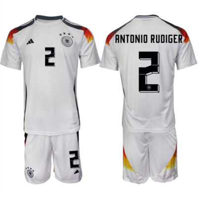 Germany #2 Antonio Rudiger White 2024-25 Home Soccer Jersey Suit