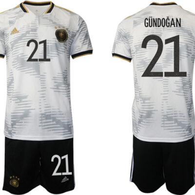 Germany #21 Gundogan White Home Soccer Jersey Suit