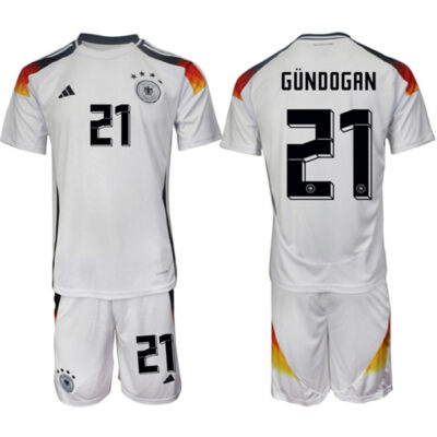 Germany #21 lkay Gundogan White 2024-25 Home Soccer Jersey Suit