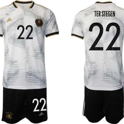 Germany #22 Ter Stegen White 2022 FIFA World Cup Home Soccer Jersey Suit