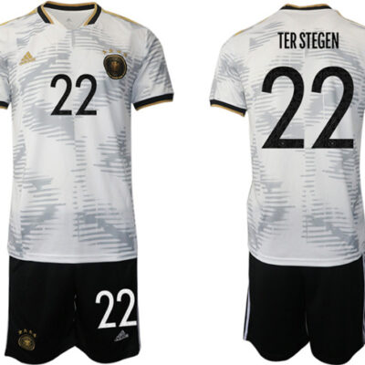Germany #22 Ter Stegen White Home Soccer Jersey Suit