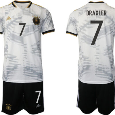 Germany #7 Draxler White 2022 FIFA World Cup Home Soccer Jersey Suit