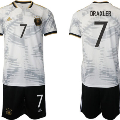 Germany #7 Draxler White Home Soccer Jersey Suit