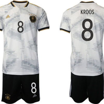 Germany #8 Kroos White Home Soccer Jersey Suit