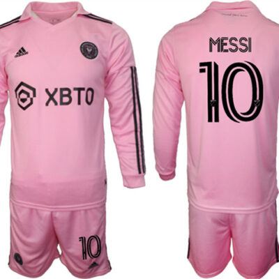 Inter Miami CF #10 Lionel Messi 2023/24 Pink Home Soccer Jersey Suit