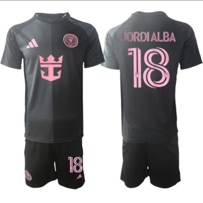 Inter Miami CF #18 Jordi Alba 2025 Black Away Soccer Jersey Suit