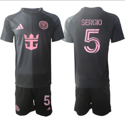 Inter Miami CF #5 Sergio 2025 Black Away Soccer Jersey Suit