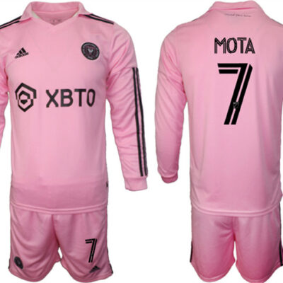 Inter Miami CF #7 Mota 2023/24 Pink Home Soccer Jersey Suit