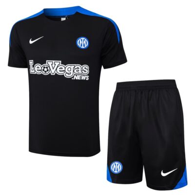Inter Milan 2024 2025 Dark Black Soccer Jersey Shorts Set