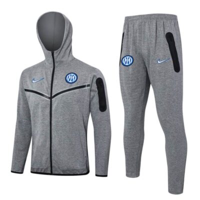 Inter Milan Hooded Tracksuit Sweatshirt 2024 2025 Grey - Image 4