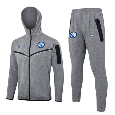 Inter Milan Hooded Tracksuit Sweatshirt 2024 2025 Grey