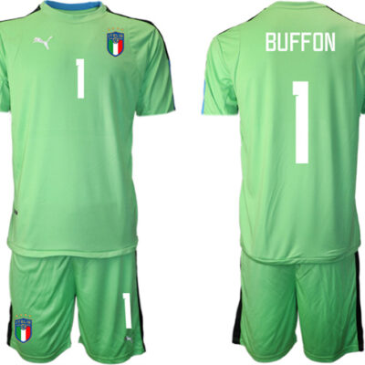 Italy #1 Buffon Green Goalkeeper Soccer Jersey Suit