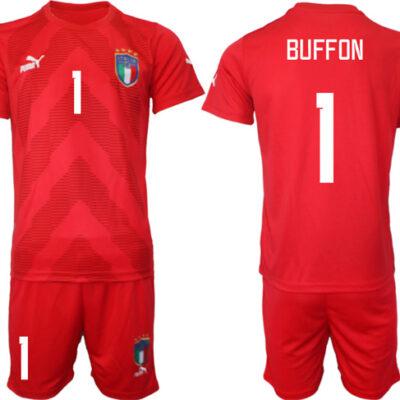 Italy #1 Buffon Red Goalkeeper Soccer Jersey Suit