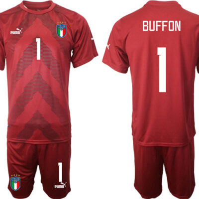 Italy #1 Buffon Red Goalkeeper Soccer Jersey Suit