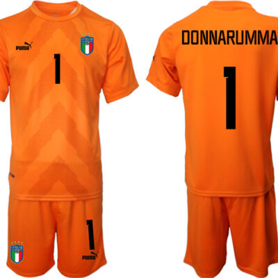 Italy #1 Donnarumma Orange Goalkeeper Soccer Jersey Suit