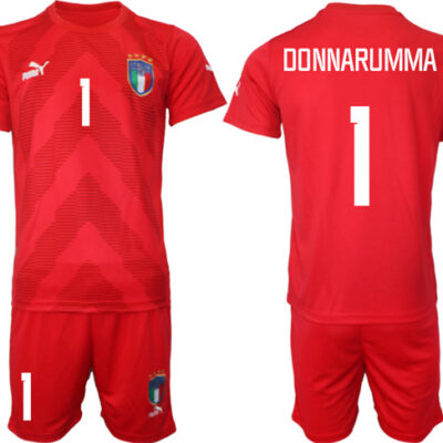 Italy #1 Donnarumma Red Goalkeeper Soccer Jersey Suit