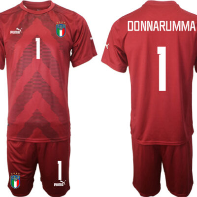 Italy #1 Donnarumma Red Goalkeeper Soccer Jersey Suit