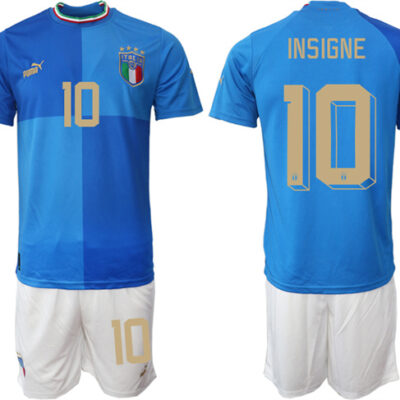 Italy #10 Insigne Blue Home Soccer Jersey Suit
