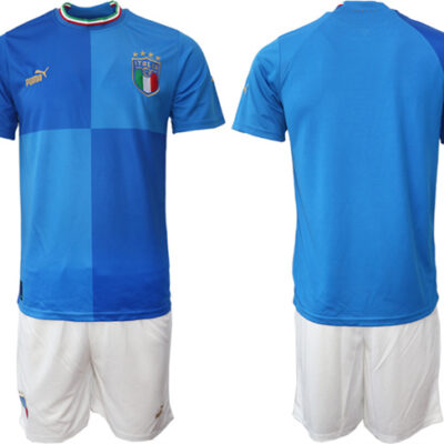 Italy Custom Blue Home Soccer Jersey Suit