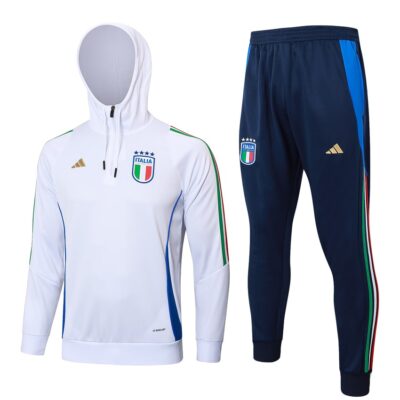 Italy Hooded Tracksuit Sweatshirt 2024 2025 White