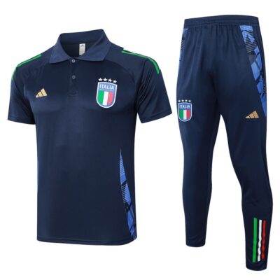 Italy Polo + Pants 2024 2025 Blue Training Tracksuit