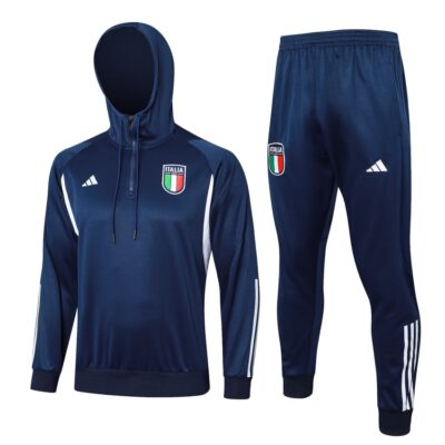 Italy Sweatshirt Hooded Tracksuit 2024 2025 Dark Blue