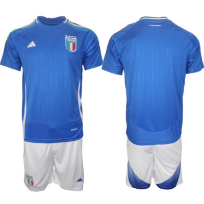Italy Team UEFA Euro 2024 Blue Home Soccer Jersey Suit