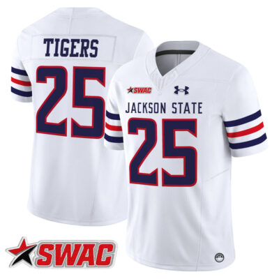 Jackson State Tigers 2025 Vapor Limited Jersey - White #25 Tigers