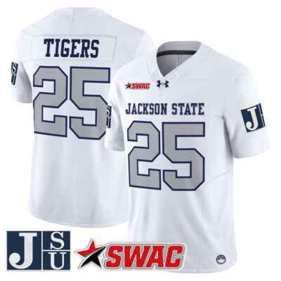 Jackson State Tigers 2025 Vapor Limited Jersey - White Limited #25 Tigers