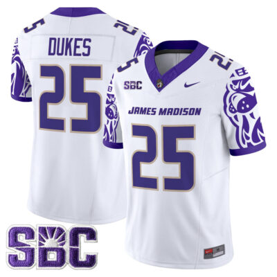 James Madison Dukes 2025 Vapor Limited Jersey - White #25 Dukes