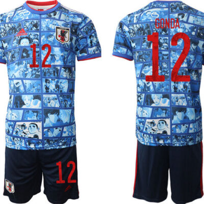 Japan #12 Gonda Blue Home Soccer Jersey Suit
