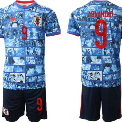 Japan #9 Minamino Blue Home Soccer Jersey Suit