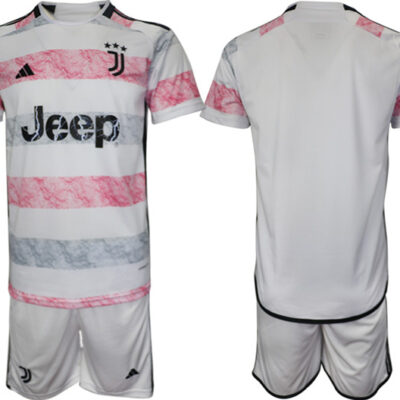 Juventus FC Custom 2023/24 White/Pink Away Soccer Jersey Suit