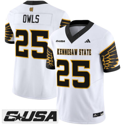 Kennesaw State Owls 2025 Vapor Limited Jersey - White #25 Owls