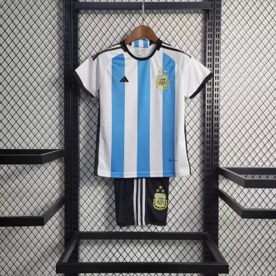 Kids' Kit Soccer Jersey Suit Argentina I 2022/23 - White and Blue