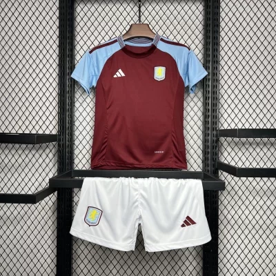 Kids' Kit Soccer Jersey Suit Aston Villa I 24/25 - Grena and Blue