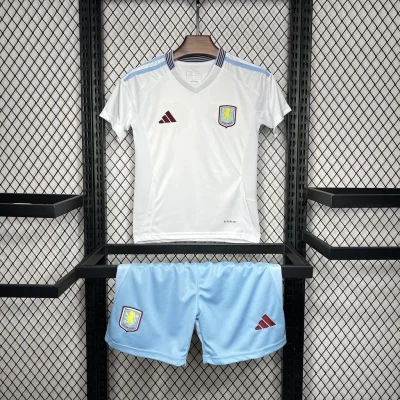 Kids' Kit Soccer Jersey Suit Aston Villa II 24/25 - White and Blue