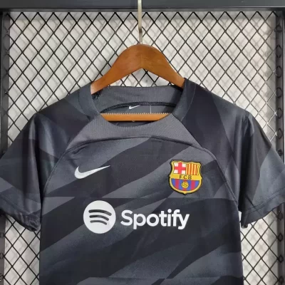Alternative view of Kids' Kit Soccer Jersey Suit Barcelona Goalkeeper 23/24 - Black